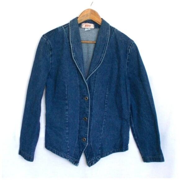 Vintage Apache Jean Button Front Denim Blazer SZ Medium - Picture 1 of 5